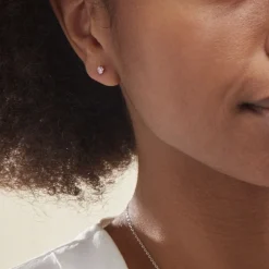 Boucles D'oreilles Puces Carin Or Blanc Oxydes De Zirconium