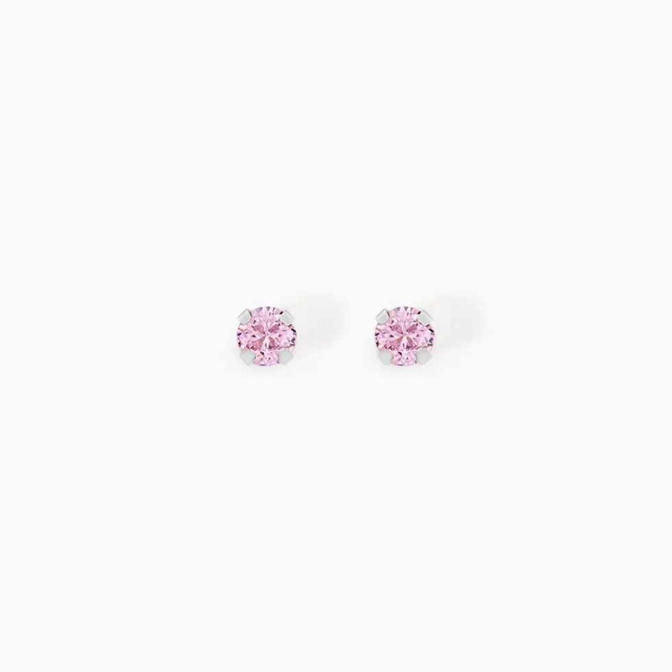 Boucles D'oreilles Puces Carin Or Blanc Oxyde De Zirconium