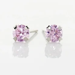 Boucles D'oreilles Puces Carin Or Blanc Oxyde De Zirconium