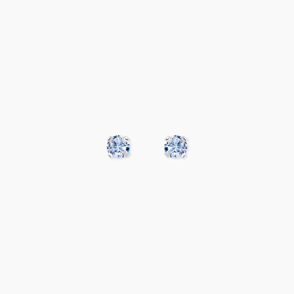 Boucles D'oreilles Puces Carin Or Blanc Oxyde De Zirconium