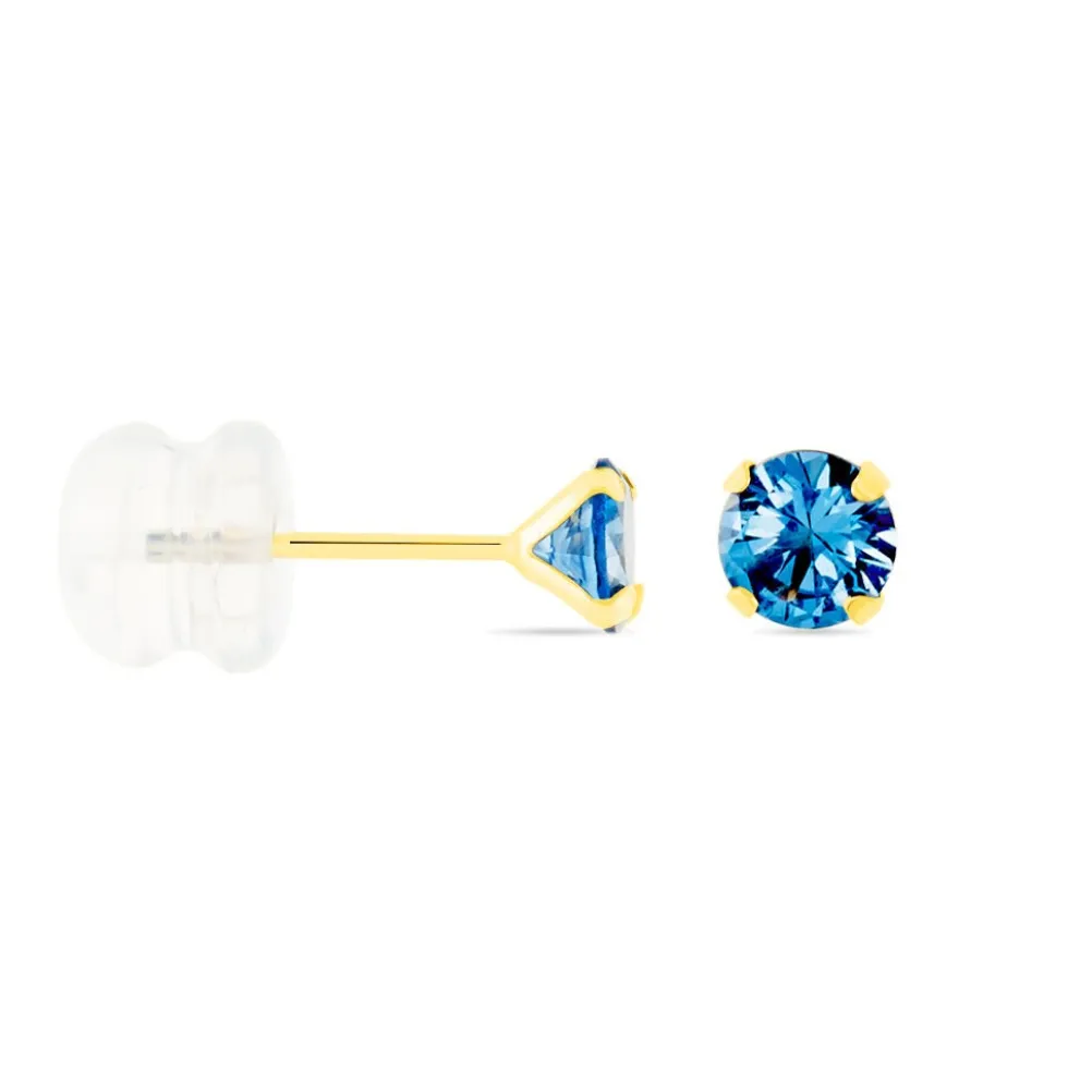 Boucles D'oreilles Puces Carin Serti Griffe 3 Or Jaune Oxyde