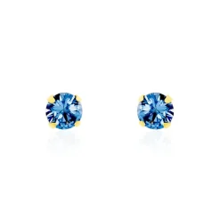 Boucles D'oreilles Puces Carin Serti Griffe 3 Or Jaune Oxyde
