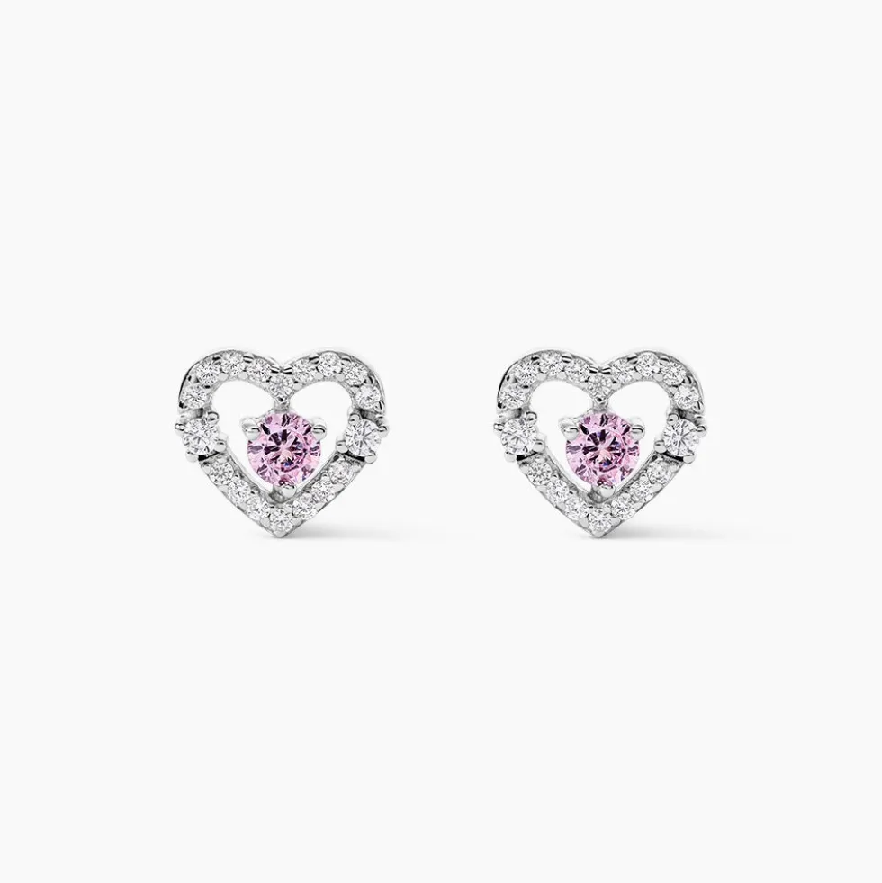Boucles D'oreilles Puces Carren Argent Blanc Oxyde De Zirconium