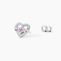 Boucles D'oreilles Puces Carren Argent Blanc Oxyde De Zirconium