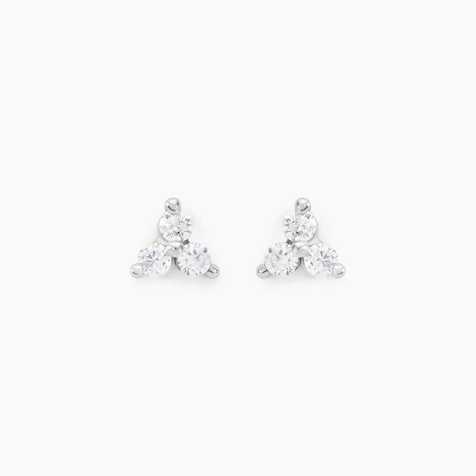 Boucles D'oreilles Puces Cassy Fleur Or Blanc Oxyde De Zirconium
