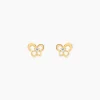 Boucles D'oreilles Puces Cathy Fleur Or Jaune Oxyde De Zirconium