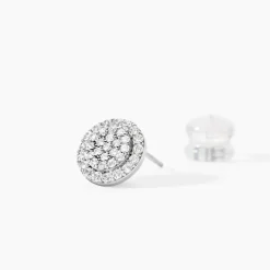 Boucles D'oreilles Puces Classic Or Blanc Oxyde De Zirconium