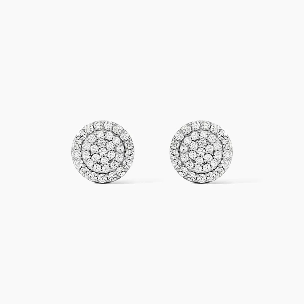 Boucles D'oreilles Puces Classic Or Blanc Oxyde De Zirconium