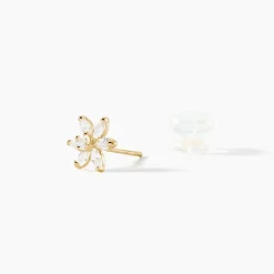 Boucles D'oreilles Puces Clea Fleur Or Jaune Oxyde De Zirconium