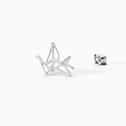 Boucles D'oreilles Puces Colombe Argent Blanc
