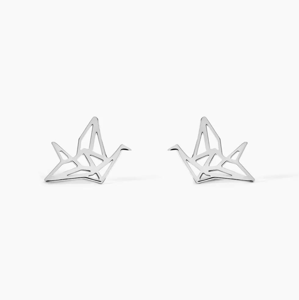 Boucles D'oreilles Puces Colombe Argent Blanc
