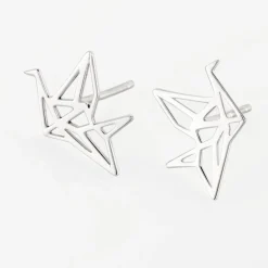 Boucles D'oreilles Puces Colombe Argent Blanc