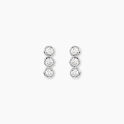 Boucles D'oreilles Puces Cyleneae Argent Blanc Oxyde De Zirconium