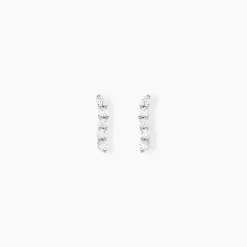 Boucles D'oreilles Puces Dahina Or Blanc Oxyde De Zirconium