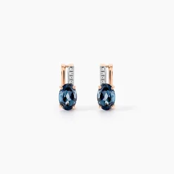 Boucles D'oreilles Puces Dalia Or Rose Topaze Et Oxyde De Zirconium