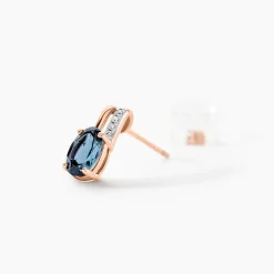 Boucles D'oreilles Puces Dalia Or Rose Topaze Et Oxyde De Zirconium