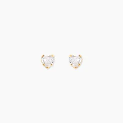 Boucles D'oreilles Puces Daria Coeur Or Jaune Oxyde