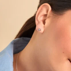 Boucles D'oreilles Puces Darline Argent Blanc Oxyde De Zirconium