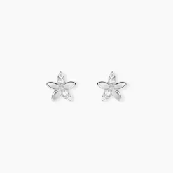 Boucles D'oreilles Puces Darline Argent Blanc Oxyde De Zirconium