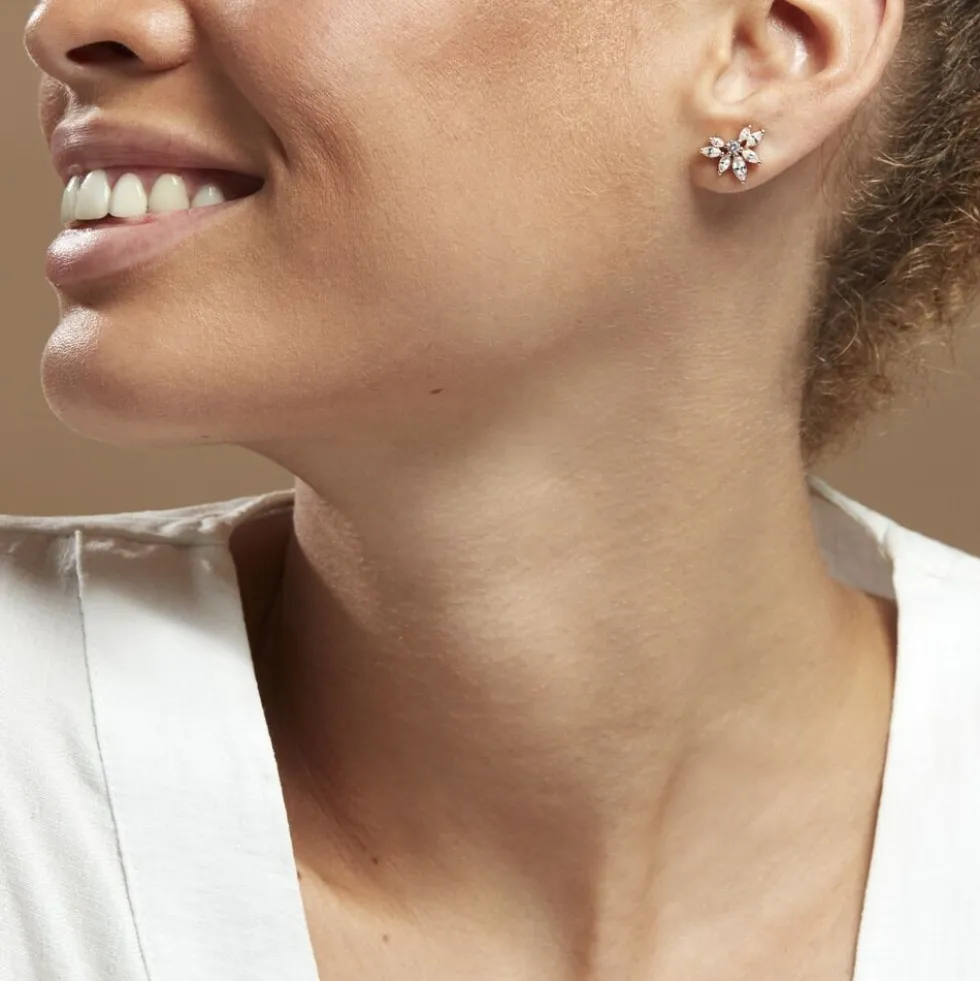 Boucles D'oreilles Puces Davena Argent Rose Oxyde De Zirconium