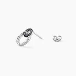 Boucles D'oreilles Puces Diana Argent Blanc Oxyde De Zirconium