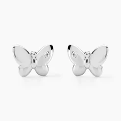 Boucles D'oreilles Puces Diep Argent Blanc Oxyde De Zirconium