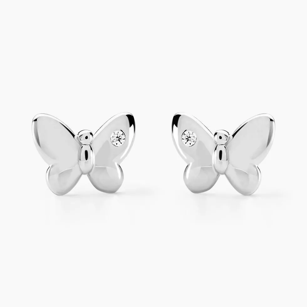 Boucles D'oreilles Puces Diep Argent Blanc Oxyde De Zirconium