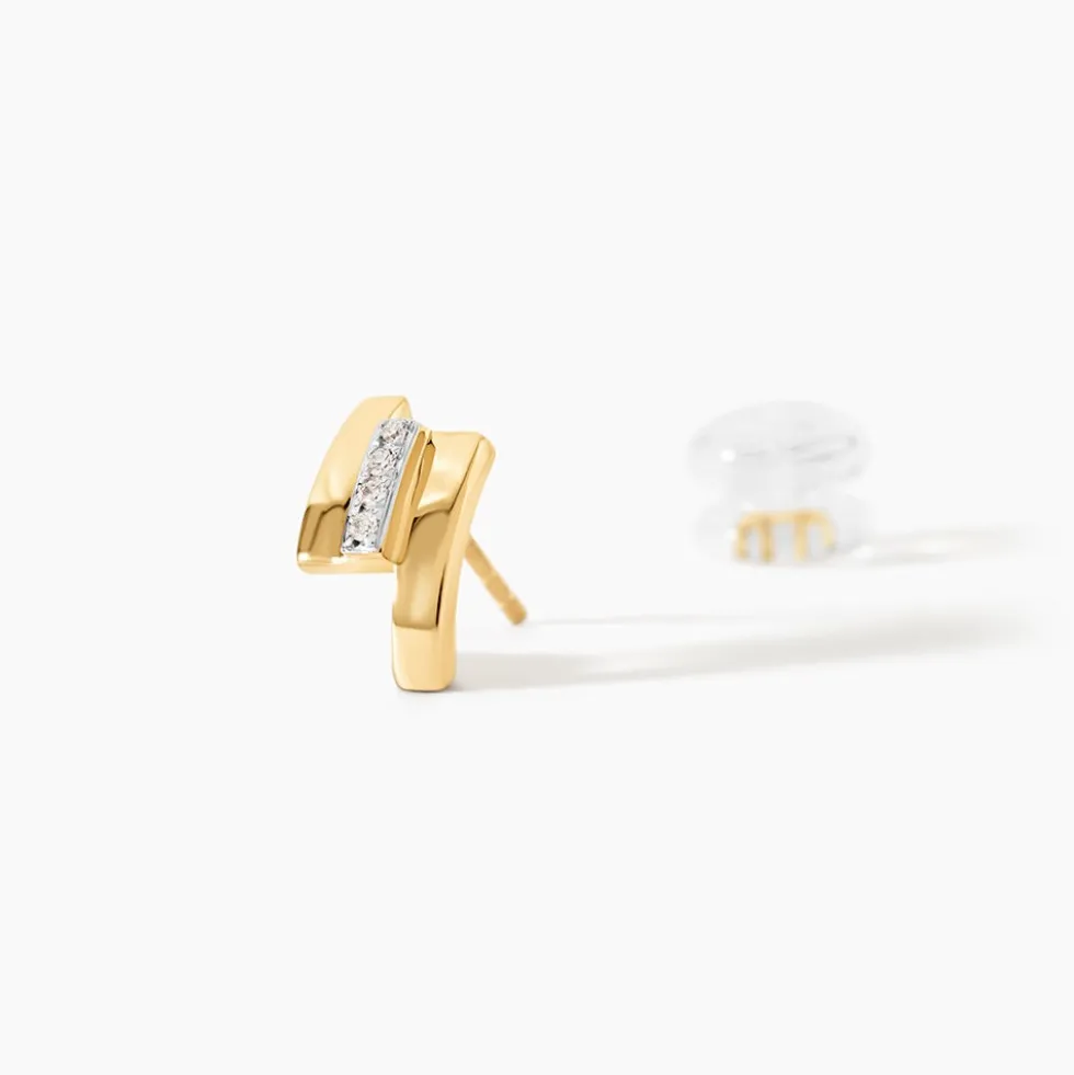 Boucles D'oreilles Puces Dolene Or Jaune Diamant