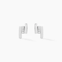 Boucles D'oreilles Puces Dolene Or Blanc Diamant
