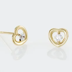 Boucles D'oreilles Puces Dolly Or Jaune Oxyde De Zirconium