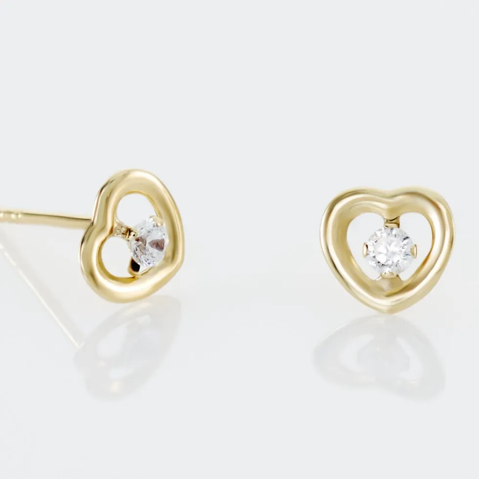 Boucles D'oreilles Puces Dolly Or Jaune Oxyde De Zirconium