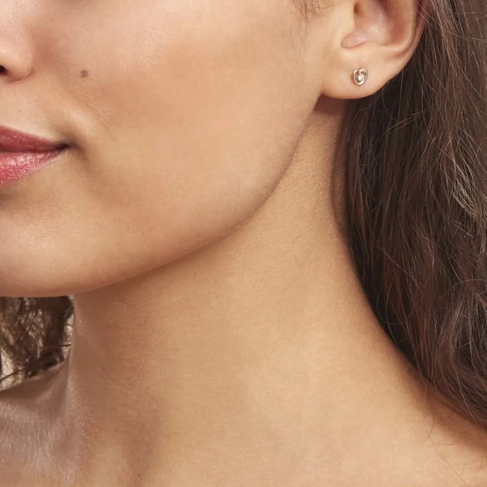 Boucles D'oreilles Puces Dolly Or Jaune Oxyde De Zirconium