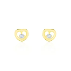 Boucles D'oreilles Puces Dolly Or Jaune Oxyde De Zirconium