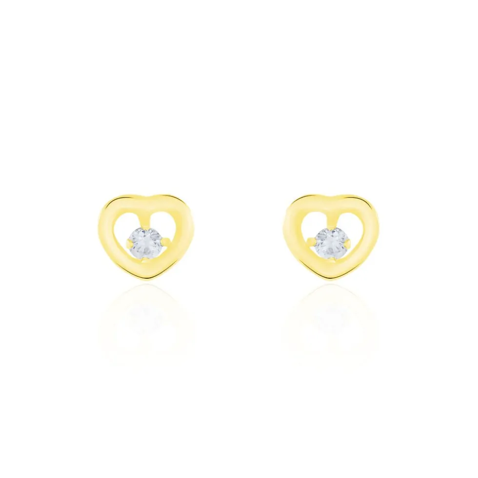 Boucles D'oreilles Puces Dolly Or Jaune Oxyde De Zirconium