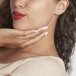 Boucles D'oreilles Puces Dolly Or Blanc Oxyde De Zirconium