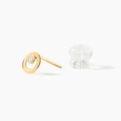 Boucles D'oreilles Puces Dolly Or Jaune Oxyde De Zirconium
