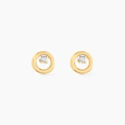 Boucles D'oreilles Puces Dolly Or Jaune Oxyde De Zirconium