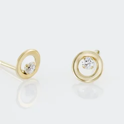 Boucles D'oreilles Puces Dolly Or Jaune Oxyde De Zirconium