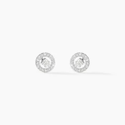 Boucles D'oreilles Puces Domitia Or Blanc Diamant