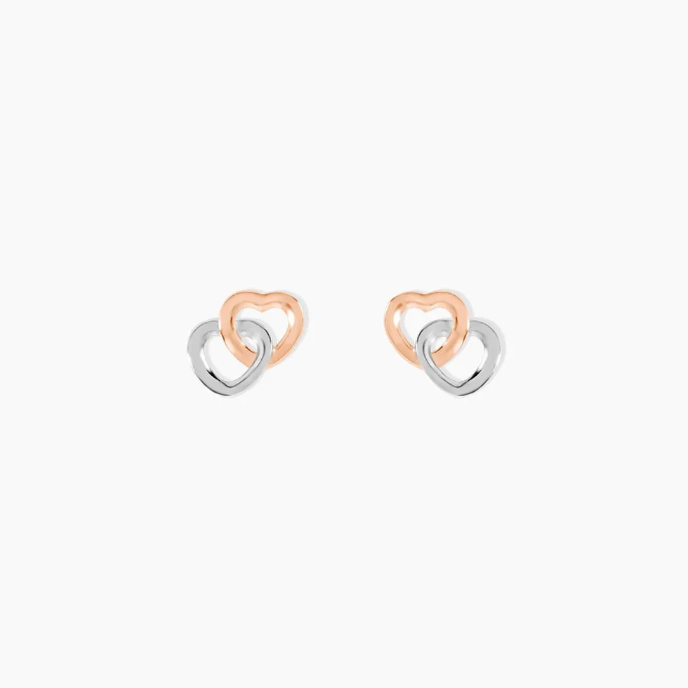 Boucles D'oreilles Puces Donna Coeurs Ajoures Or Rose