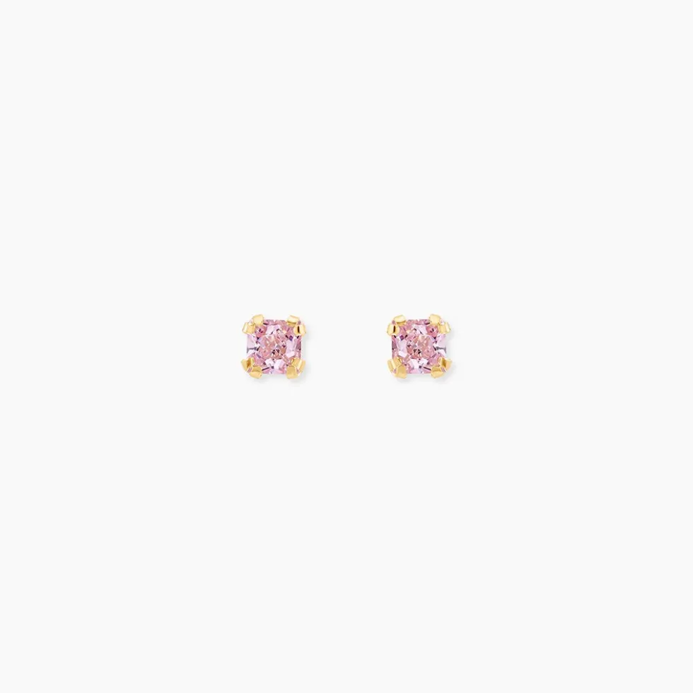 Boucles D'oreilles Puces Doreen Carre Or Jaune Oxyde De Zirconium