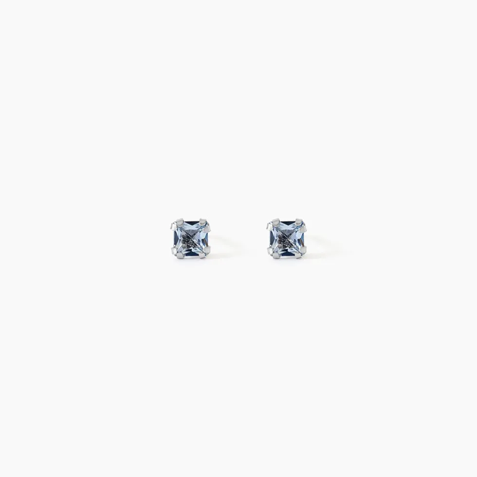 Boucles D'oreilles Puces Doreen Carre Or Blanc Oxyde De Zirconium