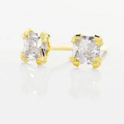 Boucles D'oreilles Puces Doreen Carre Or Jaune Oxyde De Zirconium