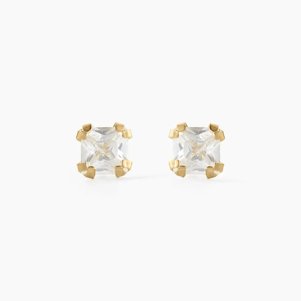 Boucles D'oreilles Puces Doreen Carre Or Jaune Oxyde De Zirconium