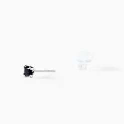 Boucles D'oreilles Puces Doreen Carre Or Blanc Oxyde De Zirconium