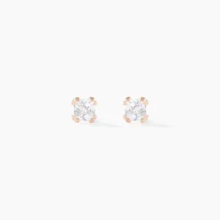 Boucles D'oreilles Puces Doreen Carre Or Rose Oxyde De Zirconium