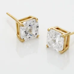 Boucles D'oreilles Puces Doreen Carre Or Jaune Oxyde De Zirconium