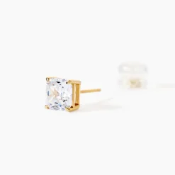 Boucles D'oreilles Puces Doreen Carre Or Jaune Oxyde De Zirconium