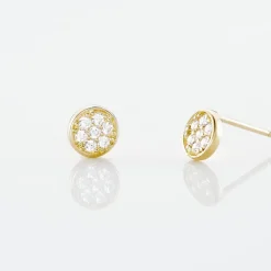 Boucles D'oreilles Puces Dorie Pastille Serti Clos Or Jaune Oxyde