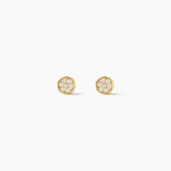 Boucles D'oreilles Puces Dorie Pastille Serti Clos Or Jaune Oxyde